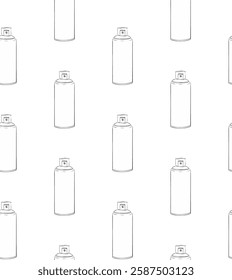 O aerossol pode padrão sem emenda no fundo branco. Ilustração de vetor de linha gráfica no plano de fundo transparente
