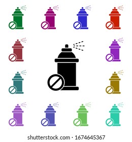 Aerosol, forbidden multi color style icon. Simple glyph, flat vector of ecology icons for ui and ux, website or mobile application