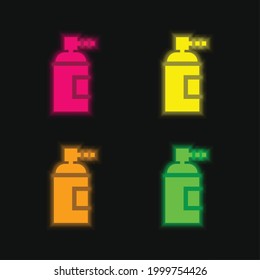 Aerosol four color glowing neon vector icon