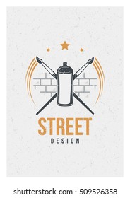 Aerosol graffiti paint spray. Brush. Street art concept. Vector Typography Poster Design Concept.