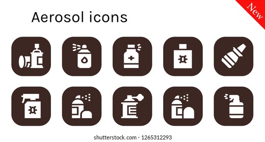  aerosol icon set. 10 filled aerosol icons. Simple modern icons about  - Spray, Paint spray, Nasal spray