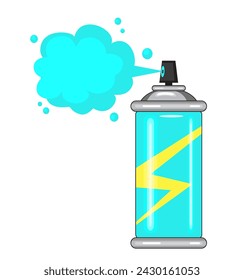 Aerosol paint. Paint spray bottle. Graffiti aerosol icon. Color spray paint can in flat cartoon style isolated on white background. Vector illustration.