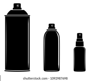 Aerosol Spray Can, Cosmetic Bottle Set Icon Vector