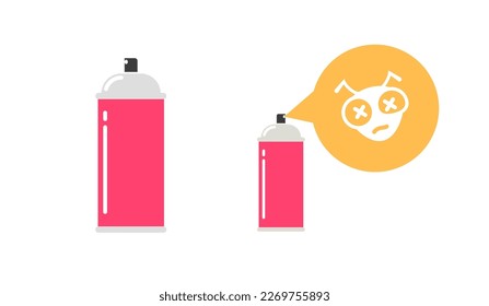 Aerosol Spray kann Symbol flacher Vektorgrafik oder Farbe und Moskito Insekt-Insekt-Insekt-Vorbeugung Abwehrmittel von Fliegen grafische einzelne Illustration, roten Cartoon Ameisen Insektizidschutz Modernes Design