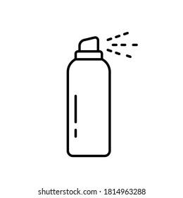 Aerosol Spray Can. Linear Icon Of Deodorant, Paint, Air Freshener, Cleanser, Furniture Polish, Repellent. Black Illustration Of Gas Spray, Disinfectant In Aluminum Bottle. Contour Isolated Vector Sign