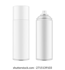 Aerosol Spray Dose mockup. Vektorgrafik einzeln auf weißem Hintergrund. Einfach zu verwenden für die Präsentation Ihres Produkts, Idee, Design. EPS10.