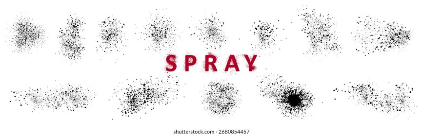 Aerosol Spray Farbe Spritzer und Tropfen Set, Spritzer Grunge Elemente Textur, schmutzige Schmutzspritzer Design