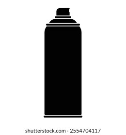 Aerosol spray paint vector icon. Art supplies, graffiti paint can, spray can symbol, urban art equipment. Black silhouette isolated on white background.