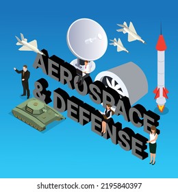 Aerospace And Defence Industry Isometric 3d Vector Illustration Concept For Banner, Website, Illustration, Landing Page, Flyer, Etc.