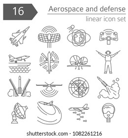 Aerospace And Defense, Military Aircraft Icon Set. Thin Line Design For Creating Infographics. Vector Illustration