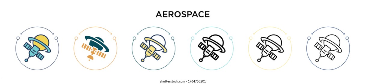 Aerospace icon in filled, thin line, outline and stroke style. Vector illustration of two colored and black aerospace vector icons designs can be used for mobile, ui, web