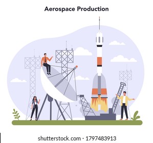 Aerospace Industry. Cosmos Production And Technology. Global Industry Classification Standard. Isolated Flat Vector Illustration