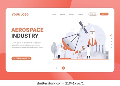 Aerospace Industry Landing Page Template Vector Illustration