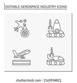 Aerospace Industry Line Icons Set Helicopter Stock Vector (Royalty Free ...