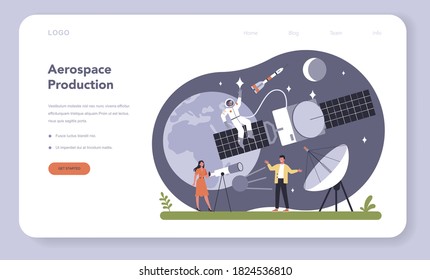 Aerospace Industry Web Banner Or Landing Page Set. Cosmos Production And Technology. Global Industry Classification Standard. Isolated Flat Vector Illustration