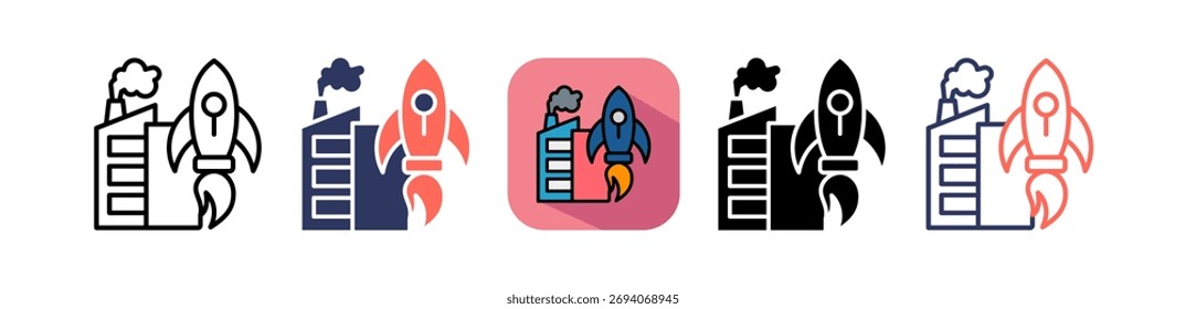 Ícone de Fabricação Aeroespacial Ilustração de Múltiplos Vetores