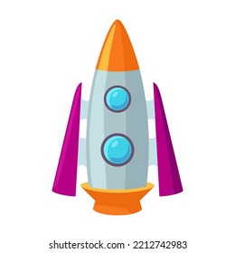 Aerospace Rocket And UFO. Flat Vector Illustration. Isolated Futuristic Spacecrafts Launching Into Space. Astronomy, Technology, Space, Galaxy Concept