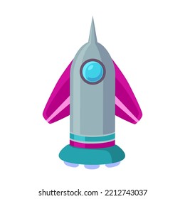 Aerospace Rocket And UFO. Vector Illustration. Isolated Futuristic Spacecrafts Launching Into Space. Astronomy, Technology Concept