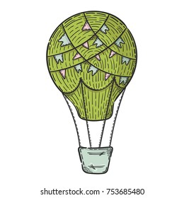 Aerostat, air ballon. Vector hand drawn illustration. The idea for a  poster, postcard, t-shirt.