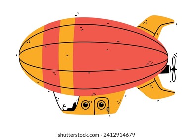 Aerostat as Aircraft Flying in the Air Vector Illustration