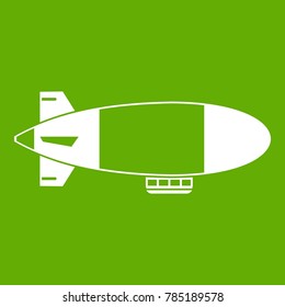 Aerostat airship icon white isolated on green background. Vector illustration