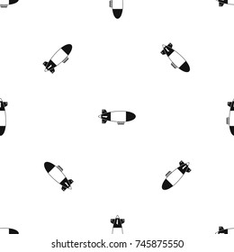 Aerostat airship pattern repeat seamless in black color for any design. Vector geometric illustration