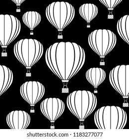Aerostat balloon. Black and white vector pattern