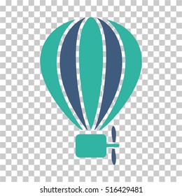 Aerostat Balloon EPS vector icon. Illustration style is flat iconic bicolor cobalt and cyan symbol on chess transparent background.