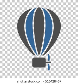 Aerostat Balloon EPS vector pictogram. Illustration style is flat iconic bicolor cobalt and gray symbol on chess transparent background.