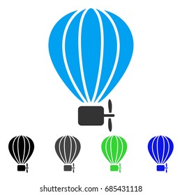 Aerostat Balloon flat vector pictograph. Colored aerostat balloon gray, black, blue, green pictogram variants. Flat icon style for application design.
