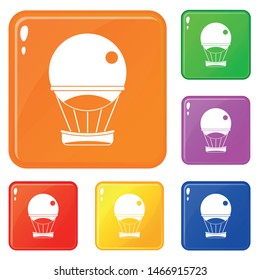 Aerostat balloon icons set collection vector 6 color isolated on white background