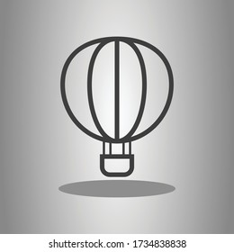 Aerostat, balloon simple icon vector with shadow. Flat desing