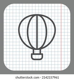 Aerostat, globo simple vector de icono. Diseño plano. En papel gráfico. Fondo gris.ai