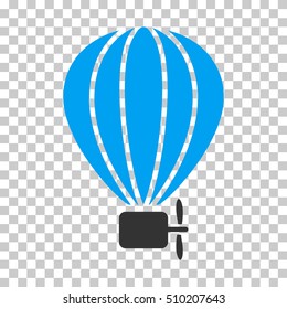 Aerostat Balloon square icon. Vector pictogram style is a flat bicolor symbol, blue and gray colors, chess transparent background.