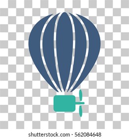 Aerostat Balloon vector icon. Illustration style is flat iconic bicolor cobalt and cyan symbol on a transparent background.
