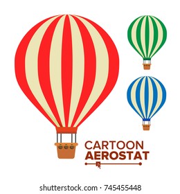 Aerostat Balloon Vector. Vintage Transport. Hot Air Balloons. Cartoon Flat Isolated Illustration