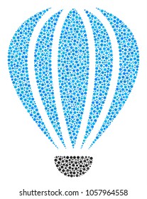 Aerostat collage of dots in various sizes and color shades. Round dots are grouped into aerostat vector composition. Dotted vector illustration.