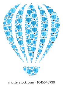 Aerostat collage made in the group of aerostat elements. Vector iconized collage combined from simple icons.