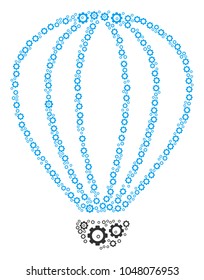 Aerostat composition of gearwheels. Vector mechanical wheel components are organized into aerostat illustration.