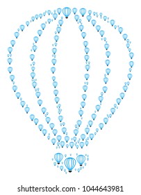 Aerostat figure constructed in the figure of aerostat elements. Vector iconized composition done with simple pictograms.