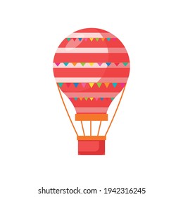 Aerostat in flags. Happy Holidays. Relaxation. Vector illustration isolated on white background.