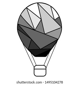 Aerostat hot air balloon icon vector illustration in grey color.