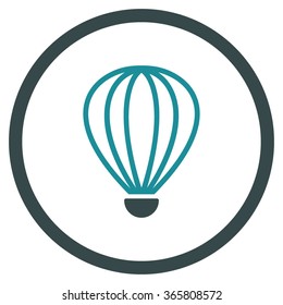 Aerostat vector icon. Style is bicolor flat circled symbol, soft blue colors, rounded angles, white background.