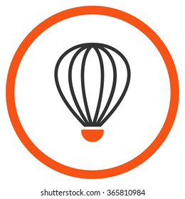 Aerostat vector icon. Style is bicolor flat circled symbol, orange and gray colors, rounded angles, white background.
