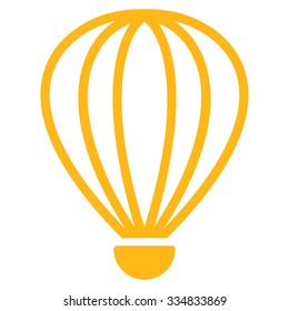 Aerostat vector icon. Style is flat yellow symbol, rounded angles, white background.