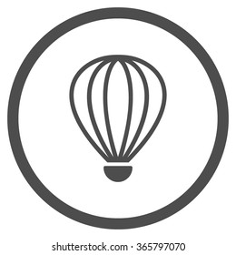 Aerostat vector icon. Style is flat circled symbol, gray color, rounded angles, white background.