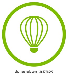 Aerostat vector icon. Style is flat circled symbol, eco green color, rounded angles, white background.