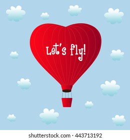aerostats heart red flying in clouds