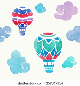 aerostats in sky. seamless pattern