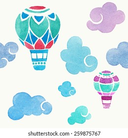 aerostats in sky. seamless pattern